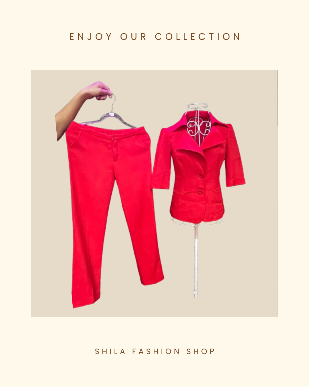 Vibrant Red Tailored Blazer & Trousers Suit Set